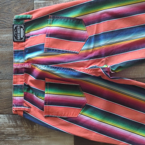 RANCH DRESS'N Fallon Taylor "Orange Serape" super flare cowgirl jeans sz 2 EUC - Picture 8 of 16